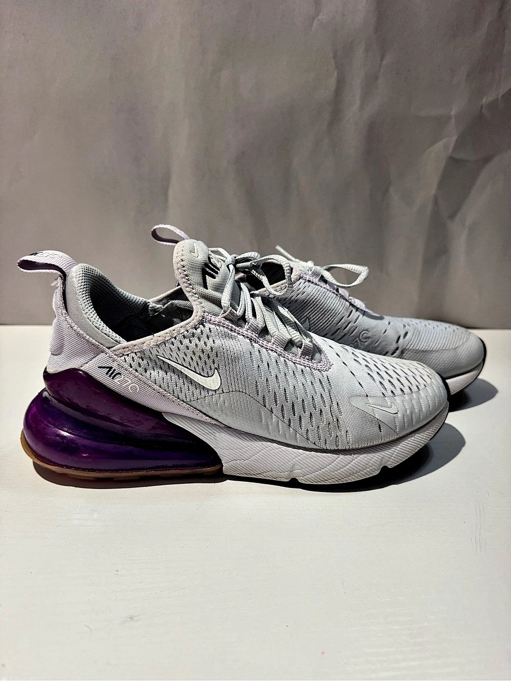 Nike Air Max 270 Gray & Purple US 6Y Sneakers